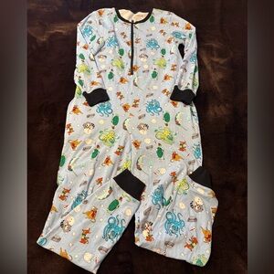 TomboyX Pajamas Womens One Piece‎ Blue Small Snow Winter Animal Print Nautical